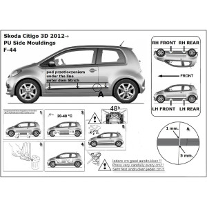 Bandouri laterale Skoda Citigo cu 3 usi (F44)